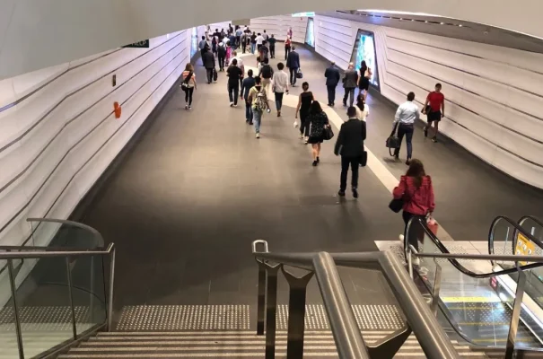 Wynyard Walk, Sydney (2016). Evaluation of stone paving finishes for fitness for use, including slip and stain resistance.